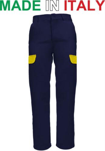 Pantalone multitasche da lavoro blu, abbigliamento per saldatori, pantalone multitasche made in Italy