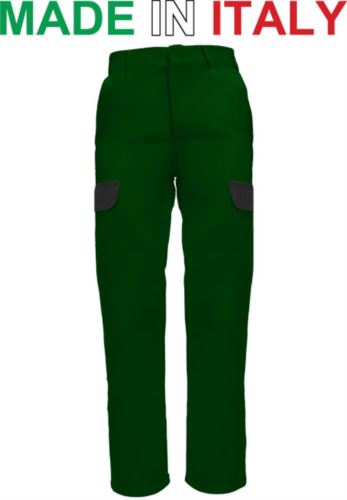 Pantaloni da lavoro bicolore verde, pantaloni da lavoro in cotone, pantaloni da lavoro con tasche laterali
