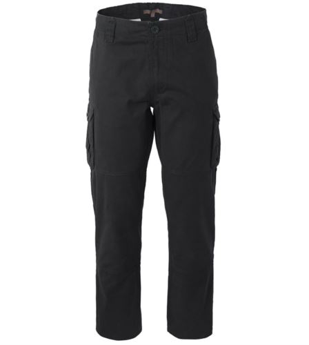 Pantalone da lavoro multitasche in cotone di colore nero