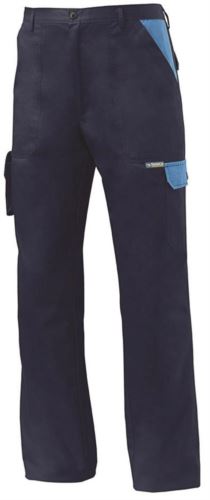 Pantalone da lavoro multitasche bicolore blu, pantalone da lavoro con tasche laterali