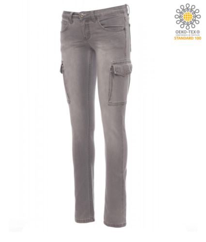 Pantalone donna jeans multitasche steel grey
