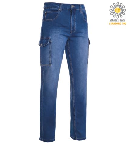 Pantaloni jeans multitasche blu chiaro