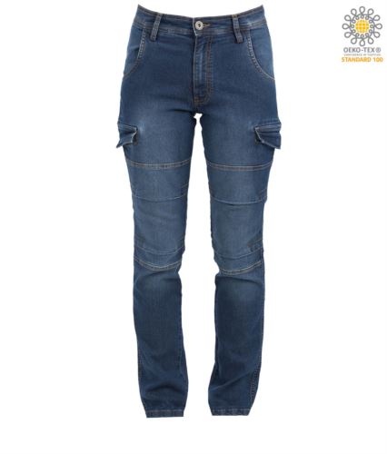 Pantalone jeans multitasche elasticizzato donna