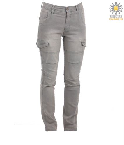 Pantalone jeans multitasche elasticizzato donna