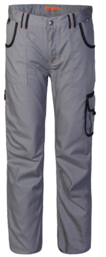 Pantalone multitasche da lavoro con dettagli colorati in contrasto, colore grigio