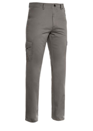 Pantalone multitasche leggero, fodera con tessuto rigato. Colore grigio