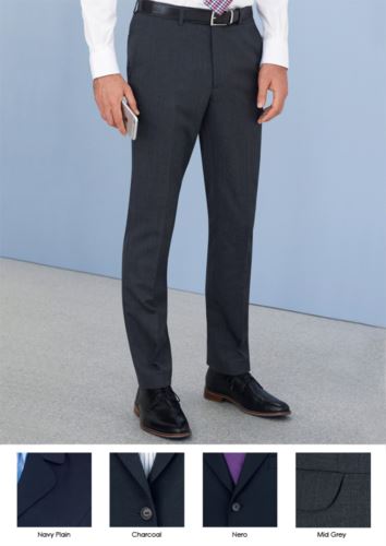 Pantalone elegante uomo modello slim fit, due tasche a filetto, tessuto in lana e Poliestere con tessuto antipiega. Contattaci per un preventivo gratuito.