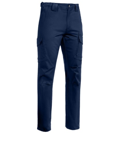 Pantaloni da lavoro multitasche elasticizzato colore blu