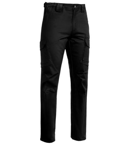 Pantaloni da lavoro multitasche elasticizzato colore nero