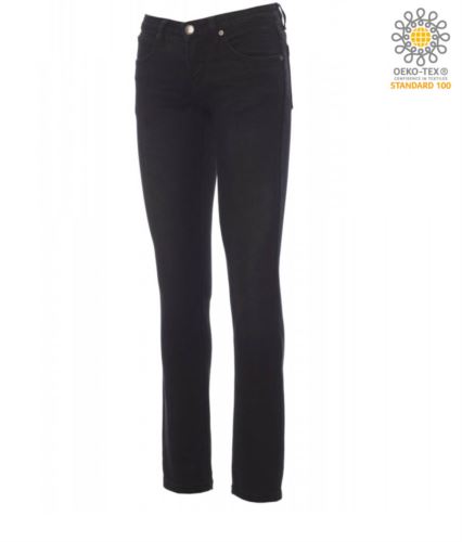 Pantaloni elastico da lavoro in jeans da donna, multitasche, colore nero