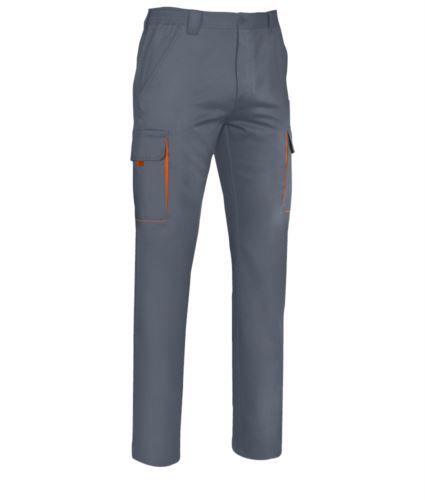 Pantaloni multitasche grigio/arancione