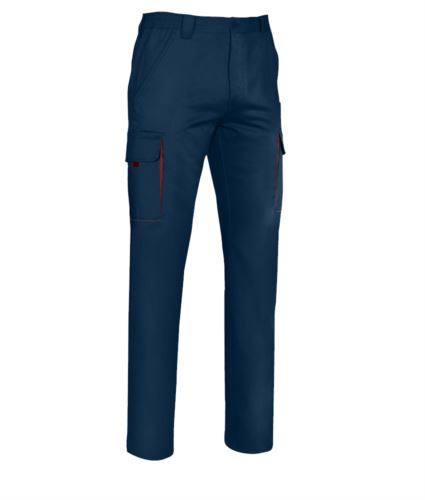 Pantaloni multitasche blu navy/rosso