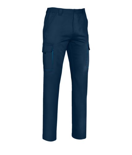 Pantaloni multitasche blu navy/azzurro royal