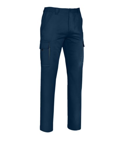Pantaloni multitasche blu navy/grigio
