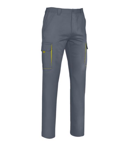 Pantaloni multitasche grigio/giallo