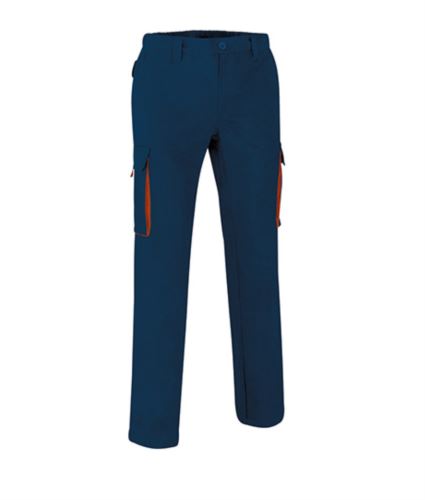 Pantaloni multitasche Blu Navy/Arancione