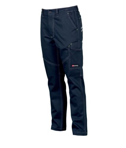 Pantaloni multitasche da lavoro elasticizzati Blu Navy