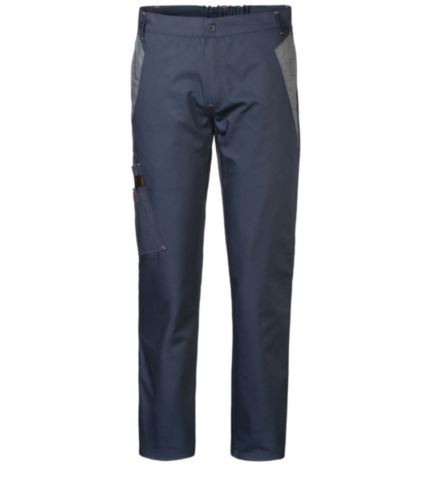 Pantaloni multitasche bicolore blu navy/grigio