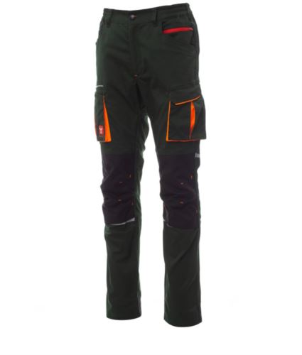 Pantaloni multitasche unisex Verde/Nero/Arancione