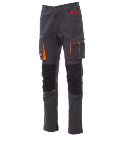 Pantaloni multitasche unisex Smoke/Nero/Arancione