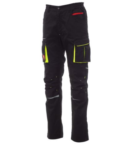 Pantaloni multitasche unisex Nero/Nero/Giallo