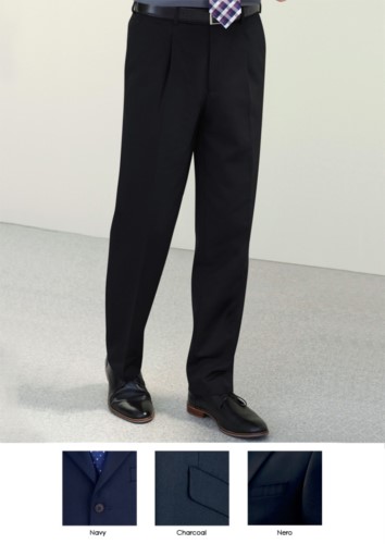 Pantalone elegante uomo modello dal taglio classico, due tasche a filetto, facile vestibilità, in tessuto Poliestere e viscosa. Contattaci per un preventivo gratuito.