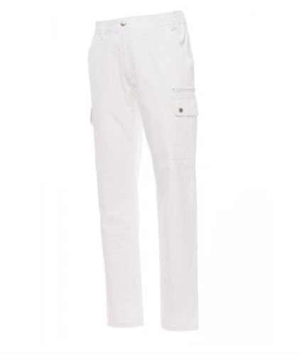 Pantaloni da lavoro multitasche e multistagione 100% Cotone. Colore bianco