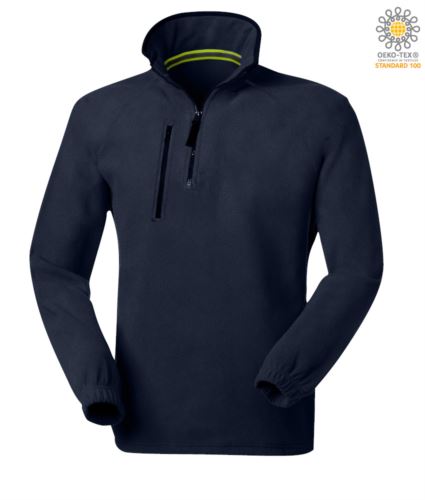 Pile zip corta blu navy