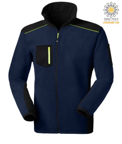 Pile blu navy e nero zip lunga