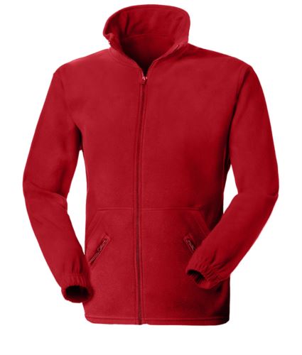 Pile zip lunga rosso