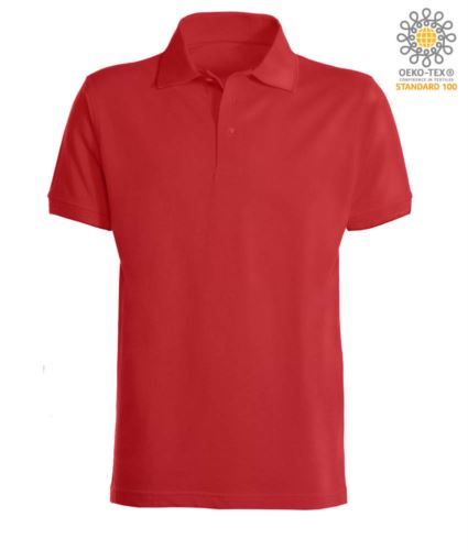 Polo a maniche corte con fondo manica in costina in cotone. Colore Rosso