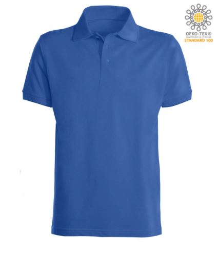 Polo a maniche corte con fondo manica in costina in cotone. Colore Royal Blue