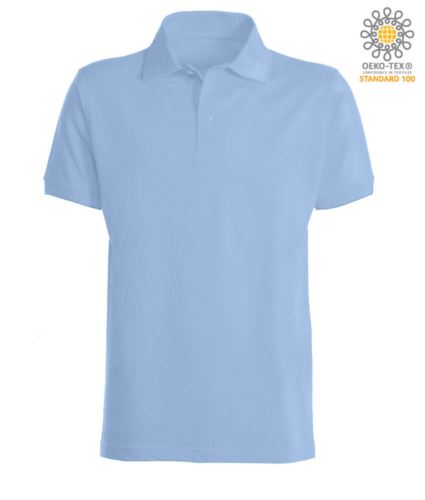 Polo a maniche corte con fondo manica in costina in cotone. Colore Sky Blue