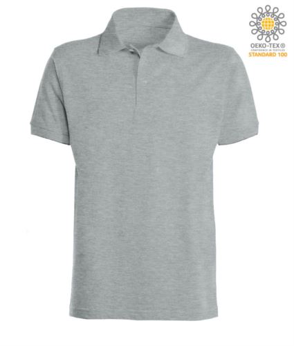 Polo a maniche corte con fondo manica in costina in cotone. Colore Grigio Heather