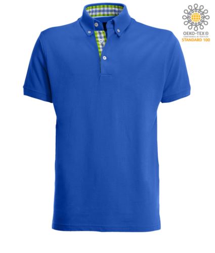 Polo maniche corte azzurro royal, verde e bianca