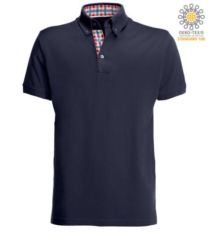 Polo maniche corte blu navy, rossa e bianca