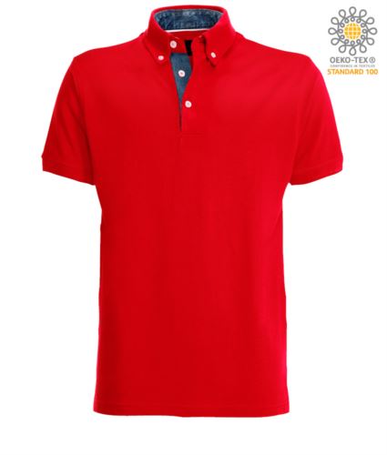 Polo maniche corte rosso e denim