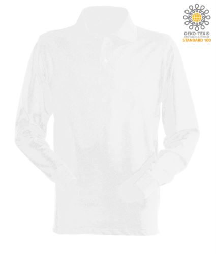 Polo manica lunga da lavoro 100% Cotone pettinato, colore bianco