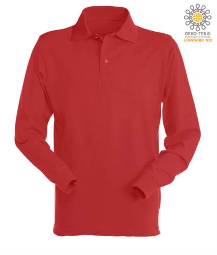 Polo manica lunga da lavoro 100% Cotone pettinato, colore rosso