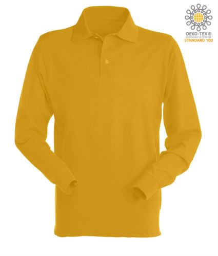 Polo manica lunga da lavoro 100% Cotone pettinato, colore Giallo