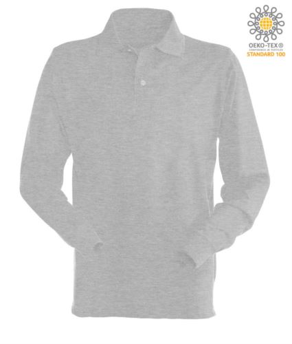 Polo manica lunga da lavoro 100% Cotone pettinato, colore grigio