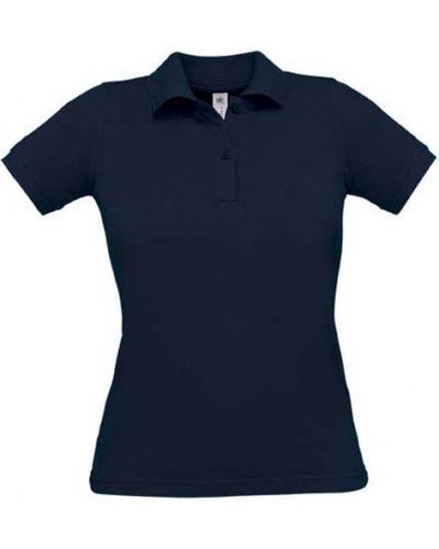 Polo donna manica corta, due bottoni in tinta, colore navy blu