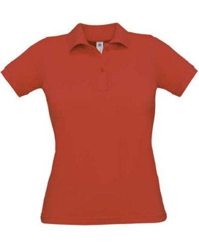 Polo donna manica corta, due bottoni in tinta, colore rosso