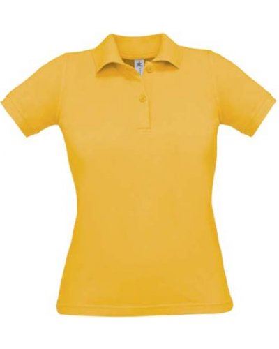 Polo donna manica corta, due bottoni in tinta, colore gold