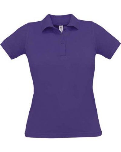 Polo donna manica corta, due bottoni in tinta, colore viola