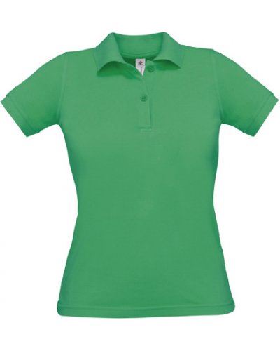 Polo donna manica corta, due bottoni in tinta, colore verde Kelly