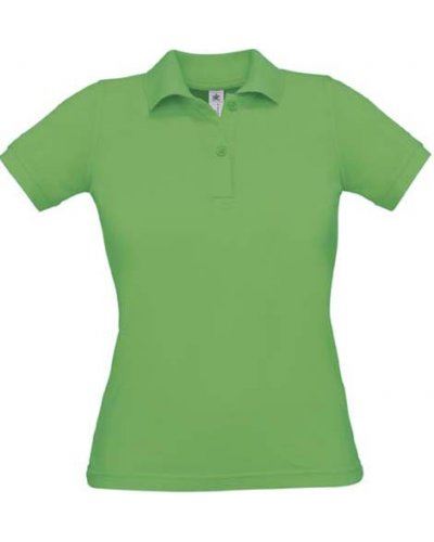 Polo donna manica corta, due bottoni in tinta, colore verde real