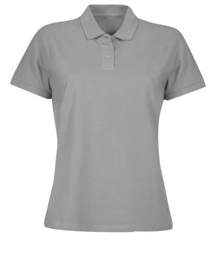 Polo donna manica corta, due bottoni in tinta, colore grigio