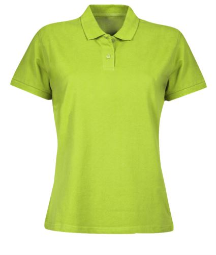 Polo donna manica corta, due bottoni in tinta, colore lime