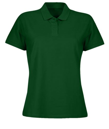 Polo donna manica corta, due bottoni in tinta, colore verde bottiglia